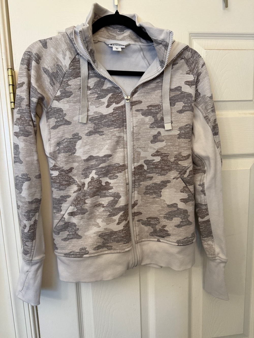 Athleta White & Gray Camo Full-Zip Hoodie